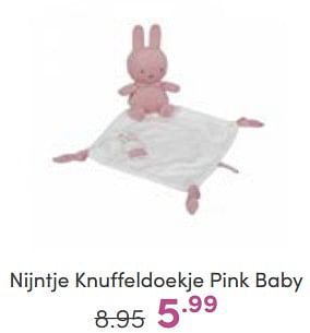 Aanbiedingen Nijntje knuffeldoekje pink baby - Nijntje - Geldig van 18/06/2023 tot 24/06/2023 bij Baby & Tiener Megastore