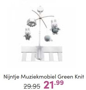 Aanbiedingen Nijntje muziekmobiel green knit - Nijntje - Geldig van 18/06/2023 tot 24/06/2023 bij Baby & Tiener Megastore