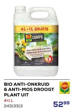 Aanbiedingen Bio anti-onkruid + anti-mos droogt plant uit - Compo - Geldig van 15/06/2023 tot 20/07/2023 bij Supra Bazar