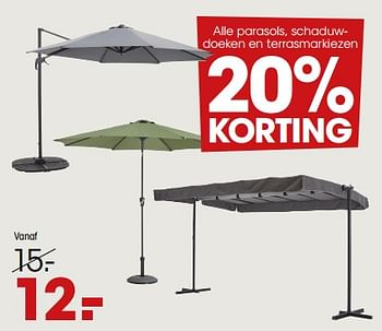 Aanbiedingen Alle parasols, schaduwdoeken en terrasmarkiezen - Huismerk - Kwantum - Geldig van 22/06/2023 tot 25/06/2023 bij Kwantum