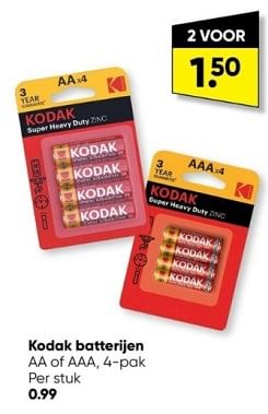 Aanbiedingen Kodak batterijen aa of aaa - Kodak - Geldig van 19/06/2023 tot 02/07/2023 bij Big Bazar