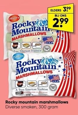Aanbiedingen Rocky mountain marshmallows - Rocky Mountain - Geldig van 19/06/2023 tot 02/07/2023 bij Big Bazar