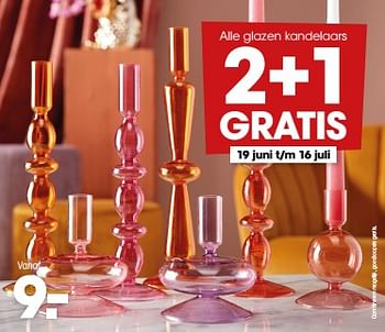 Aanbiedingen Glazen kandelaars - Huismerk - Kwantum - Geldig van 22/06/2023 tot 25/06/2023 bij Kwantum