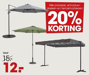 Aanbiedingen Alle parasols, schaduwdoeken en terrasmarkiezen - Huismerk - Kwantum - Geldig van 26/06/2023 tot 02/07/2023 bij Kwantum