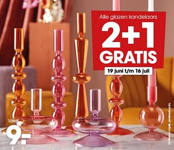 Aanbiedingen Glazen kandelaar - Huismerk - Kwantum - Geldig van 26/06/2023 tot 02/07/2023 bij Kwantum