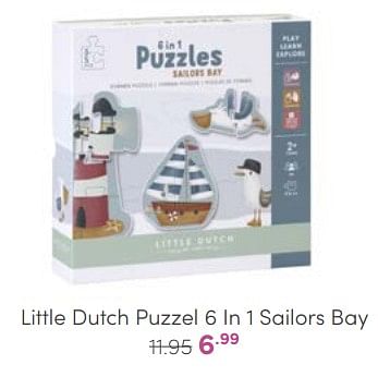 Aanbiedingen Little dutch puzzel 6 in 1 sailors bay - Little Dutch - Geldig van 25/06/2023 tot 08/07/2023 bij Baby & Tiener Megastore