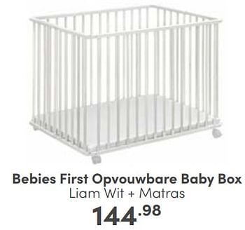 Aanbiedingen Bebies first opvouwbare baby box liam wit + matras - bebiesfirst - Geldig van 25/06/2023 tot 01/07/2023 bij Baby & Tiener Megastore
