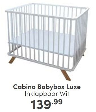 Aanbiedingen Cabino babybox luxe inklapbaar wit - Cabino - Geldig van 25/06/2023 tot 01/07/2023 bij Baby & Tiener Megastore