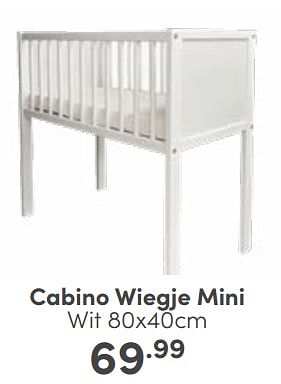 Aanbiedingen Cabino wiegje mini wit - Cabino - Geldig van 25/06/2023 tot 01/07/2023 bij Baby & Tiener Megastore