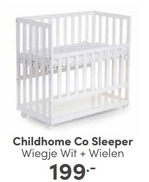 Aanbiedingen Childhome co sleeper wiegje wit + wielen - Childhome - Geldig van 25/06/2023 tot 01/07/2023 bij Baby & Tiener Megastore