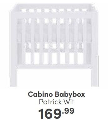 Aanbiedingen Cabino babybox patrick wit - Cabino - Geldig van 25/06/2023 tot 01/07/2023 bij Baby & Tiener Megastore