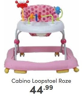 Aanbiedingen Cabino loopstoel roze - Cabino - Geldig van 25/06/2023 tot 01/07/2023 bij Baby & Tiener Megastore