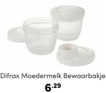 Aanbiedingen Difrax moedermelk bewaarbakje - Difrax - Geldig van 25/06/2023 tot 01/07/2023 bij Baby & Tiener Megastore