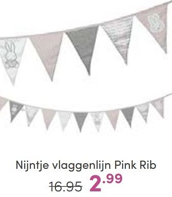 Aanbiedingen Nijntje vlaggenlijn pink rib - Nijntje - Geldig van 25/06/2023 tot 01/07/2023 bij Baby & Tiener Megastore