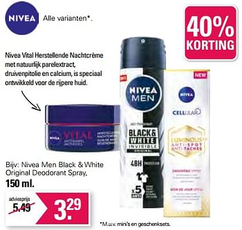 Aanbiedingen Nivea men black + white original deodorant spray - Nivea - Geldig van 21/06/2023 tot 08/07/2023 bij De Online Drogist