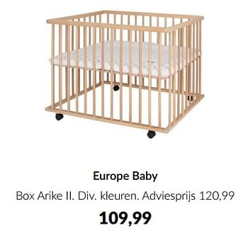 Aanbiedingen Europe baby box arike ii - Europe baby - Geldig van 20/06/2023 tot 17/07/2023 bij Babypark