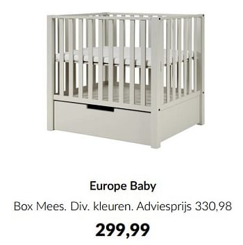 Aanbiedingen Europe baby box mees - Europe baby - Geldig van 20/06/2023 tot 17/07/2023 bij Babypark