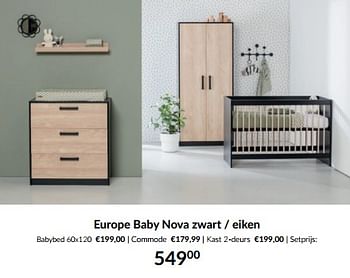 Aanbiedingen Europe baby nova zwart - eiken - Europe baby - Geldig van 20/06/2023 tot 17/07/2023 bij Babypark