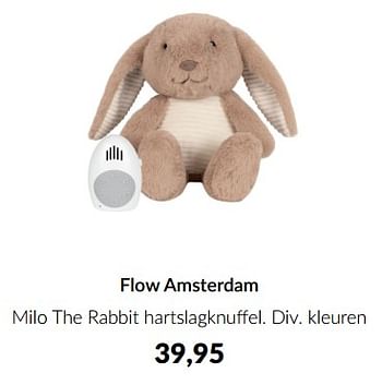 Aanbiedingen Flow amsterdam milo the rabbit hartslagknuffel - Flow Amsterdam - Geldig van 20/06/2023 tot 17/07/2023 bij Babypark