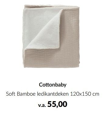 Aanbiedingen Cottonbaby soft bamboe ledikantdeken - Cottonbaby  - Geldig van 20/06/2023 tot 17/07/2023 bij Babypark