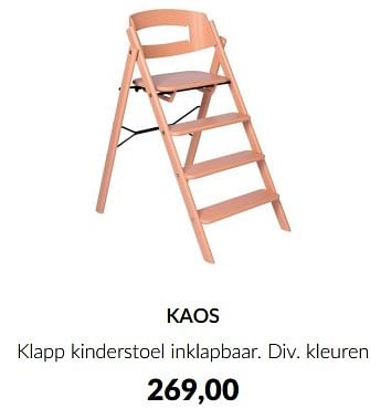 Aanbiedingen Kaos klapp kinderstoel inklapbaar - Kaos - Geldig van 20/06/2023 tot 17/07/2023 bij Babypark