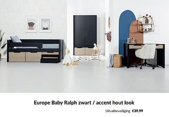 Aanbiedingen Europe baby ralph zwart - accent hout look uitvalbeveiliging - Europe baby - Geldig van 20/06/2023 tot 17/07/2023 bij Babypark