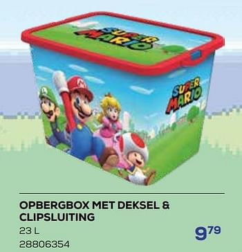 Aanbiedingen Opbergbox met deksel + clipsluiting - Super Mario - Geldig van 01/08/2023 tot 13/09/2023 bij Supra Bazar
