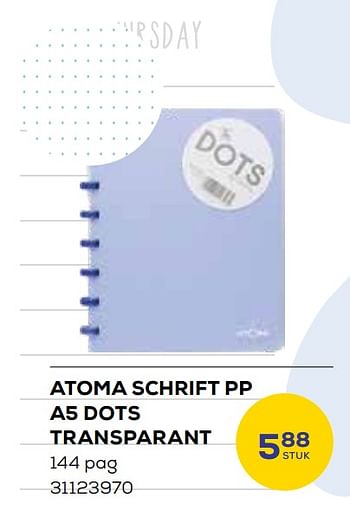 Aanbiedingen Atoma schrift pp a5 dots transparant - Atoma - Geldig van 01/08/2023 tot 13/09/2023 bij Supra Bazar