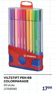 Aanbiedingen Viltstift pen 68 colorparade - Stabilo - Geldig van 01/08/2023 tot 13/09/2023 bij Supra Bazar