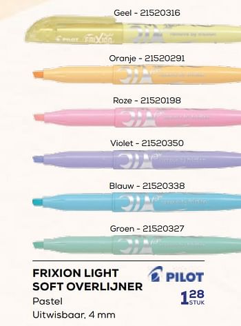 Aanbiedingen Frixion light soft overlijner - Pilot - Geldig van 01/08/2023 tot 13/09/2023 bij Supra Bazar