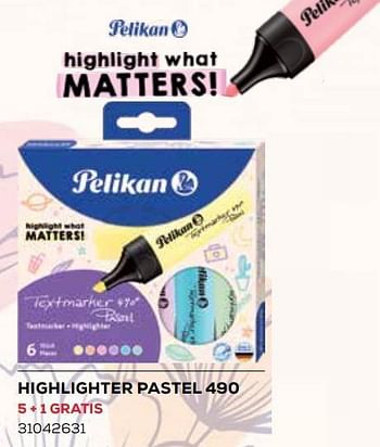 Aanbiedingen Highlighter pastel 490 5 + 1 gratis - Pelikan - Geldig van 01/08/2023 tot 13/09/2023 bij Supra Bazar