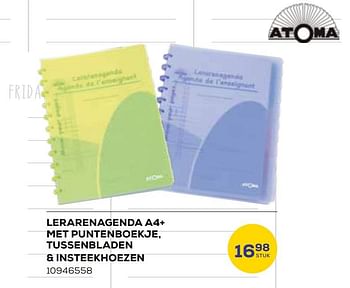 Aanbiedingen Lerarenagenda a4+ met puntenboekje, tussenbladen + insteekhoezen - Atoma - Geldig van 01/08/2023 tot 13/09/2023 bij Supra Bazar
