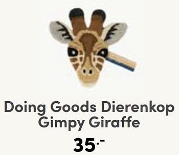 Aanbiedingen Doing goods dierenkop gimpy giraffe - Doing Goods - Geldig van 27/08/2023 tot 02/09/2023 bij Baby & Tiener Megastore