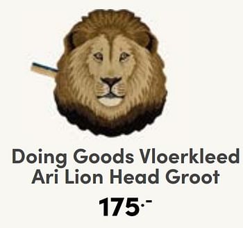 Aanbiedingen Doing goods vloerkleed ari lion head groot - Doing Goods - Geldig van 27/08/2023 tot 02/09/2023 bij Baby & Tiener Megastore