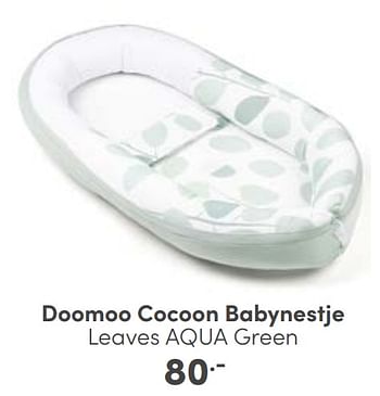 Aanbiedingen Doomoo cocoon babynestje leaves aqua green - Doomoo - Geldig van 27/08/2023 tot 02/09/2023 bij Baby & Tiener Megastore