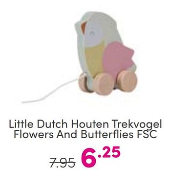 Aanbiedingen Little dutch houten trekvogel flowers and butterflies fsc - Little Dutch - Geldig van 27/08/2023 tot 02/09/2023 bij Baby & Tiener Megastore