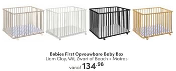 Aanbiedingen Bebies first opvouwbare baby box - bebiesfirst - Geldig van 27/08/2023 tot 02/09/2023 bij Baby & Tiener Megastore