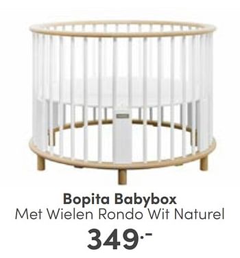 Aanbiedingen Bopita babybox met wielen rondo wit naturel - Bopita - Geldig van 27/08/2023 tot 02/09/2023 bij Baby & Tiener Megastore