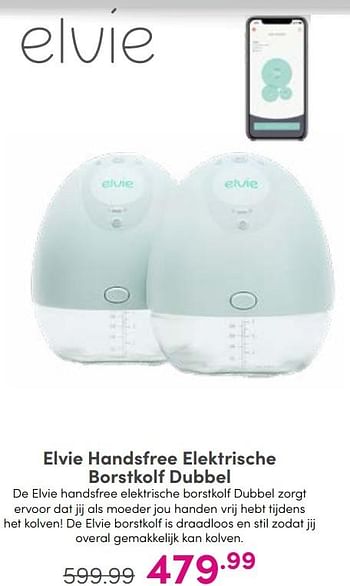 Aanbiedingen Elvie handsfree elektrische borstkolf dubbel - Elvie - Geldig van 27/08/2023 tot 02/09/2023 bij Baby & Tiener Megastore
