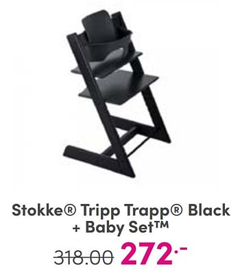 Aanbiedingen Stokke tripp trapp black + baby set - Stokke - Geldig van 27/08/2023 tot 02/09/2023 bij Baby & Tiener Megastore