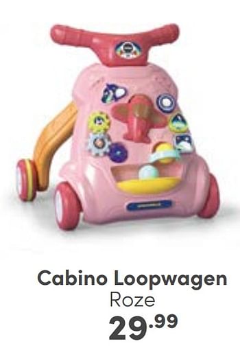 Aanbiedingen Cabino loopwagen roze - Cabino - Geldig van 27/08/2023 tot 02/09/2023 bij Baby & Tiener Megastore