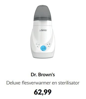 Aanbiedingen Dr. brown`s deluxe flesverwarmer en sterilisator - DrBrown's - Geldig van 15/08/2023 tot 18/09/2023 bij Babypark