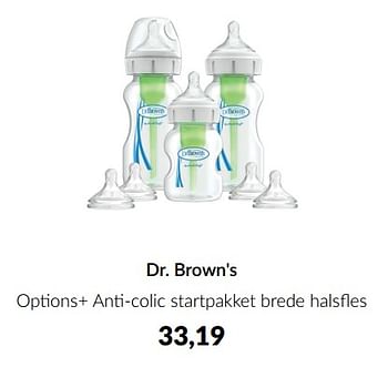 Aanbiedingen Dr. brown`s options+ anti-colic startpakket brede halsfles - DrBrown's - Geldig van 15/08/2023 tot 18/09/2023 bij Babypark