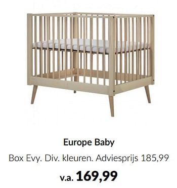 Aanbiedingen Europe baby box evy - Europe baby - Geldig van 15/08/2023 tot 18/09/2023 bij Babypark