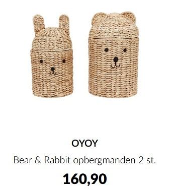 Aanbiedingen Oyoy bear + rabbit opbergmanden - Oyoy - Geldig van 15/08/2023 tot 18/09/2023 bij Babypark