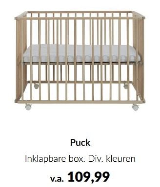 Aanbiedingen Puck inklapbare box - Puck - Geldig van 15/08/2023 tot 18/09/2023 bij Babypark