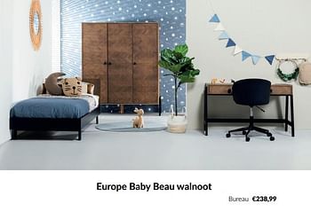 Aanbiedingen Europe baby beau walnoot bureau - Europe baby - Geldig van 15/08/2023 tot 18/09/2023 bij Babypark