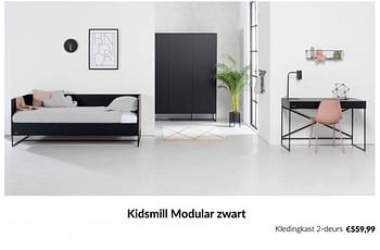 Aanbiedingen Kidsmill modular zwart kledingkast 2-deurs - Kidsmill - Geldig van 15/08/2023 tot 18/09/2023 bij Babypark