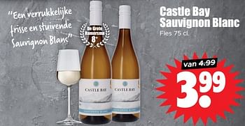 Aanbiedingen Castle bay sauvignon blanc - Witte wijnen - Geldig van 30/08/2023 tot 05/09/2023 bij Lekker Doen