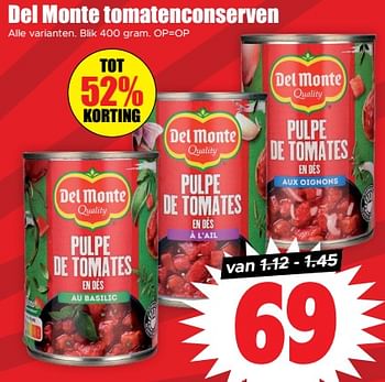 Aanbiedingen Del monte tomatenconserven - Del Monte - Geldig van 30/08/2023 tot 05/09/2023 bij Lekker Doen